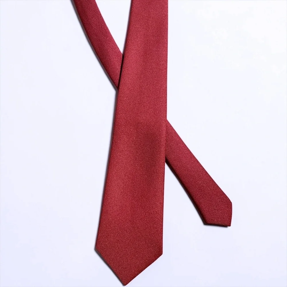 Black Cat Mens Burgundy Red Twill Solid Necktie Formal Business Dress Tie